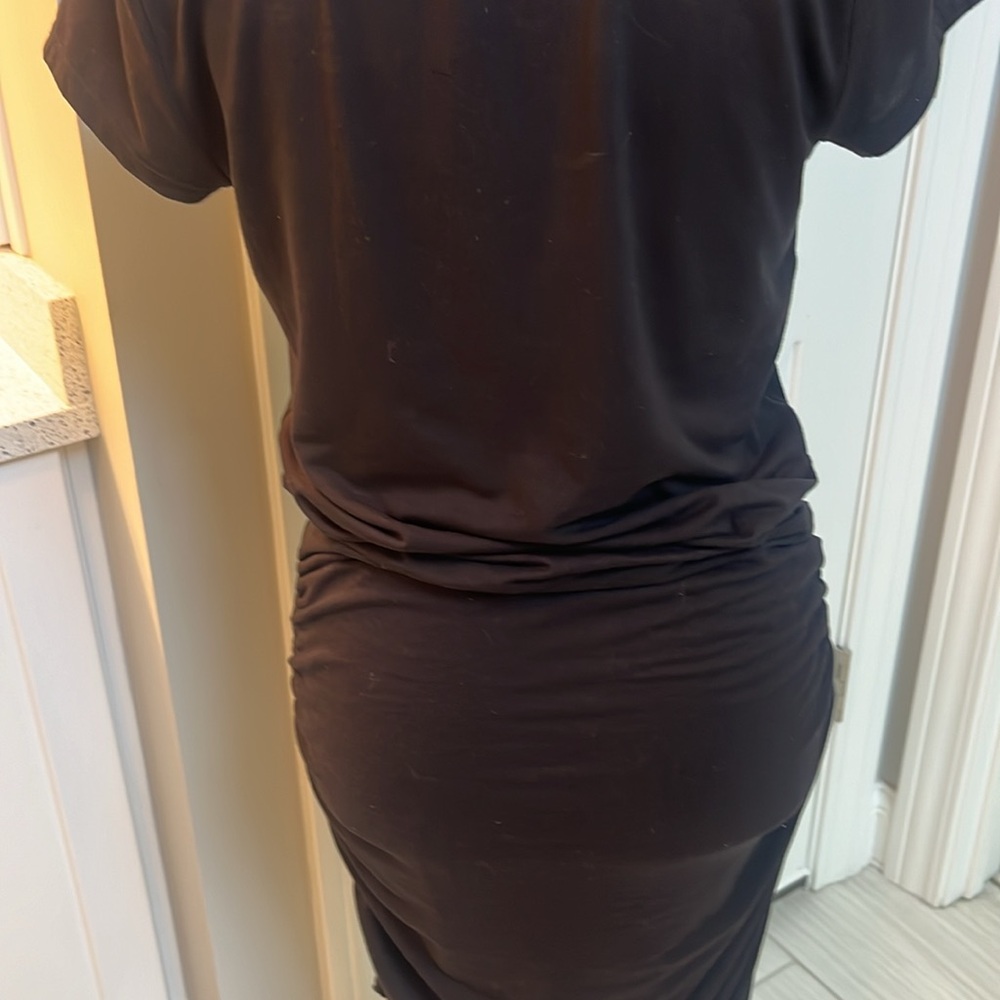 Athleta Small v neck rouched fitted black dress Size Small - Picture 6 of 9